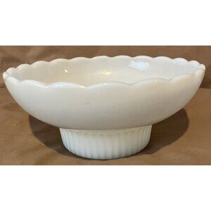 Milk Glass E. O. Brody Co M2000 Scalloped Edge Footed Pedestal Bowl 7”